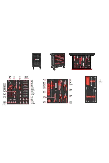 Einhell W�zek narz�dziowy 6-szuflad 149el.