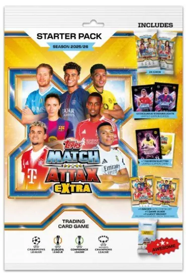 Topps Match Attax Extra 2025 Mega Multipack - 52 Carte + 3 X Factor LE + 1 Pro View Signature