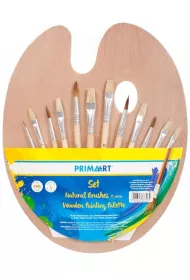 Pędzle naturalne + paletka drewniana