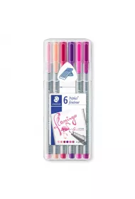 Cienkopis trójkątny Triplus FLAMINGO, 0.3 mm, 6 kolorów, w etui