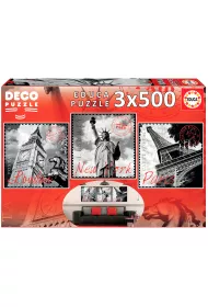 Puzzle 3x500 el. Duże miasta