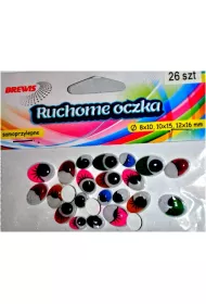 Ruchome oczka owalne + kolorowe rzęsy